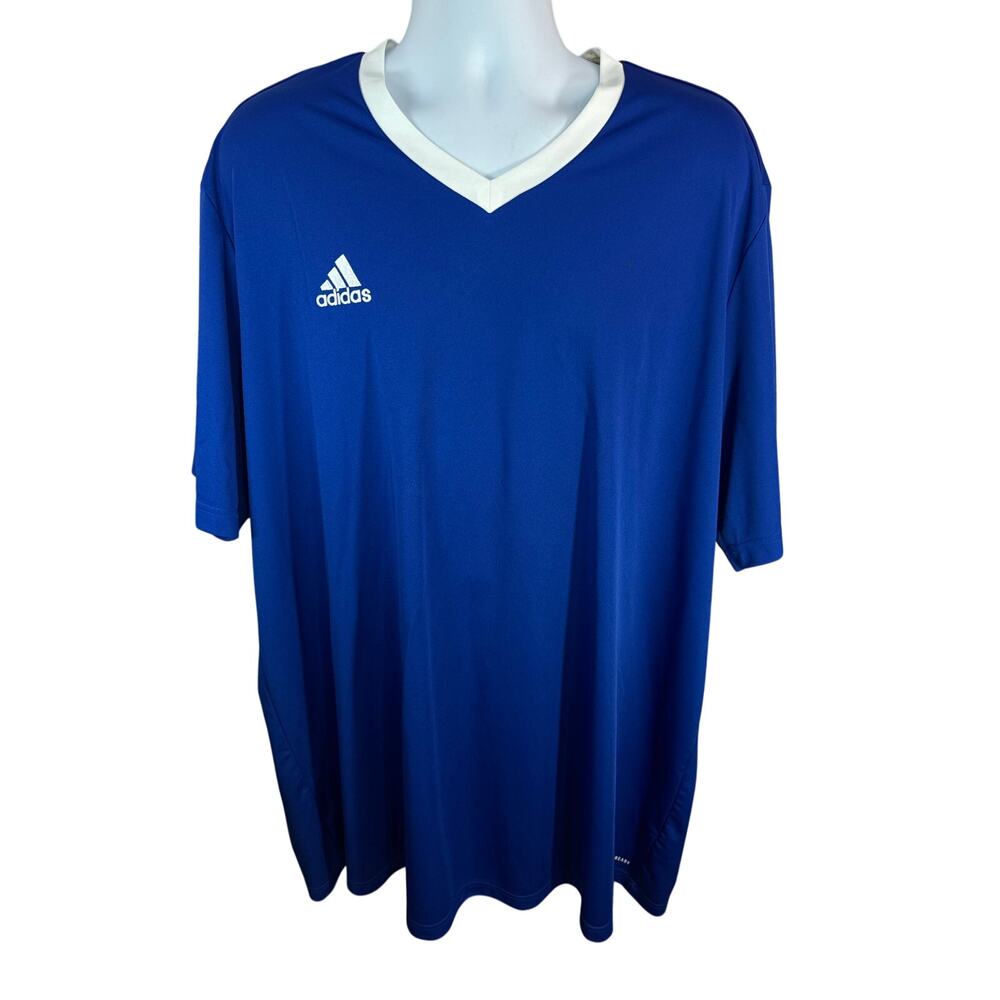 Adidas Blue Performance Shirt with White Logo - Size 4XLT